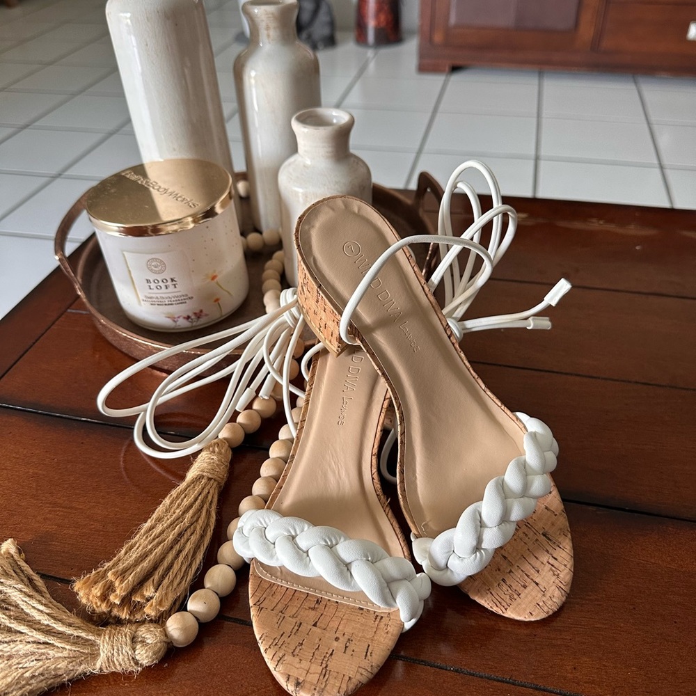 Corkys White Braided Cork Sandals